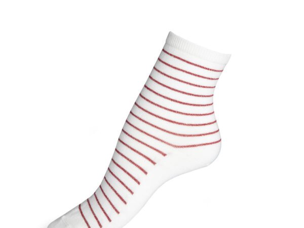 Chaussettes femme marinières coton écru rouge