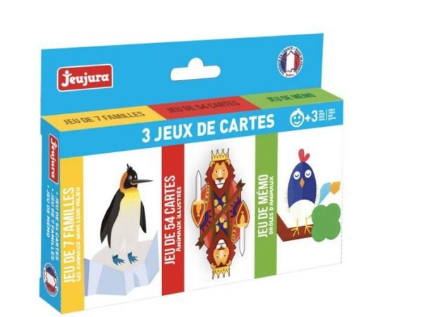 3 jeux de cartes – animaux illustrés