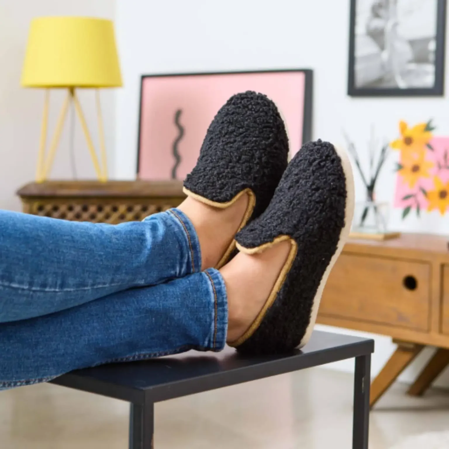 Charentaise Lainey noire PmP Premium en maille confortable.