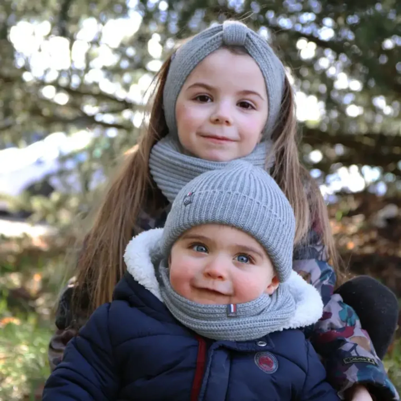 Bandeau enfant en laine avec nœud zinc (1)