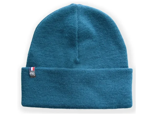 Bonnet Élie cobalt en maille côtelée présenté de face sur un fond clair.