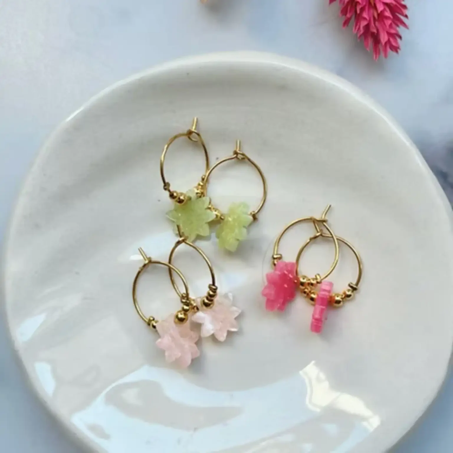 Boucles d’oreilles enfant Les Dahlias – palette de couleurs