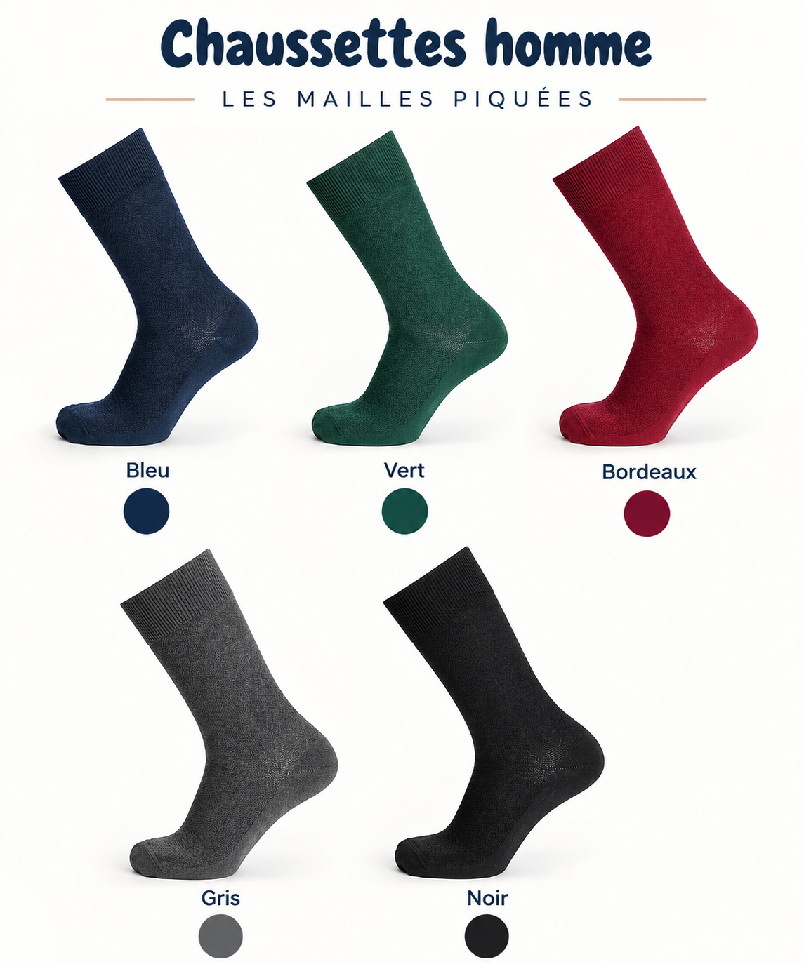 Chaussettes homme Les Mailles Piquées – palette de couleurs