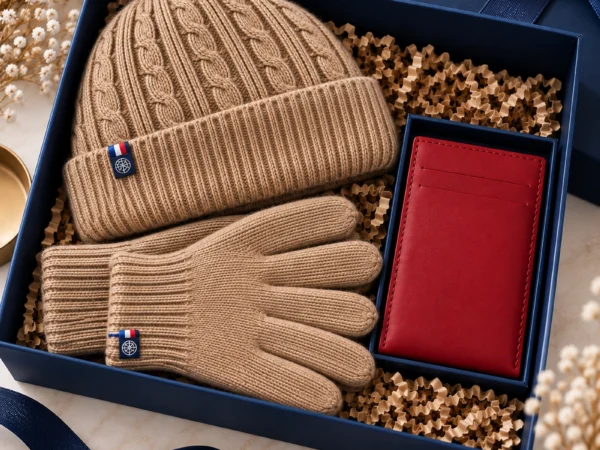 Coffret Éléonore PmP Premium avec bonnet, gants et accessoires.