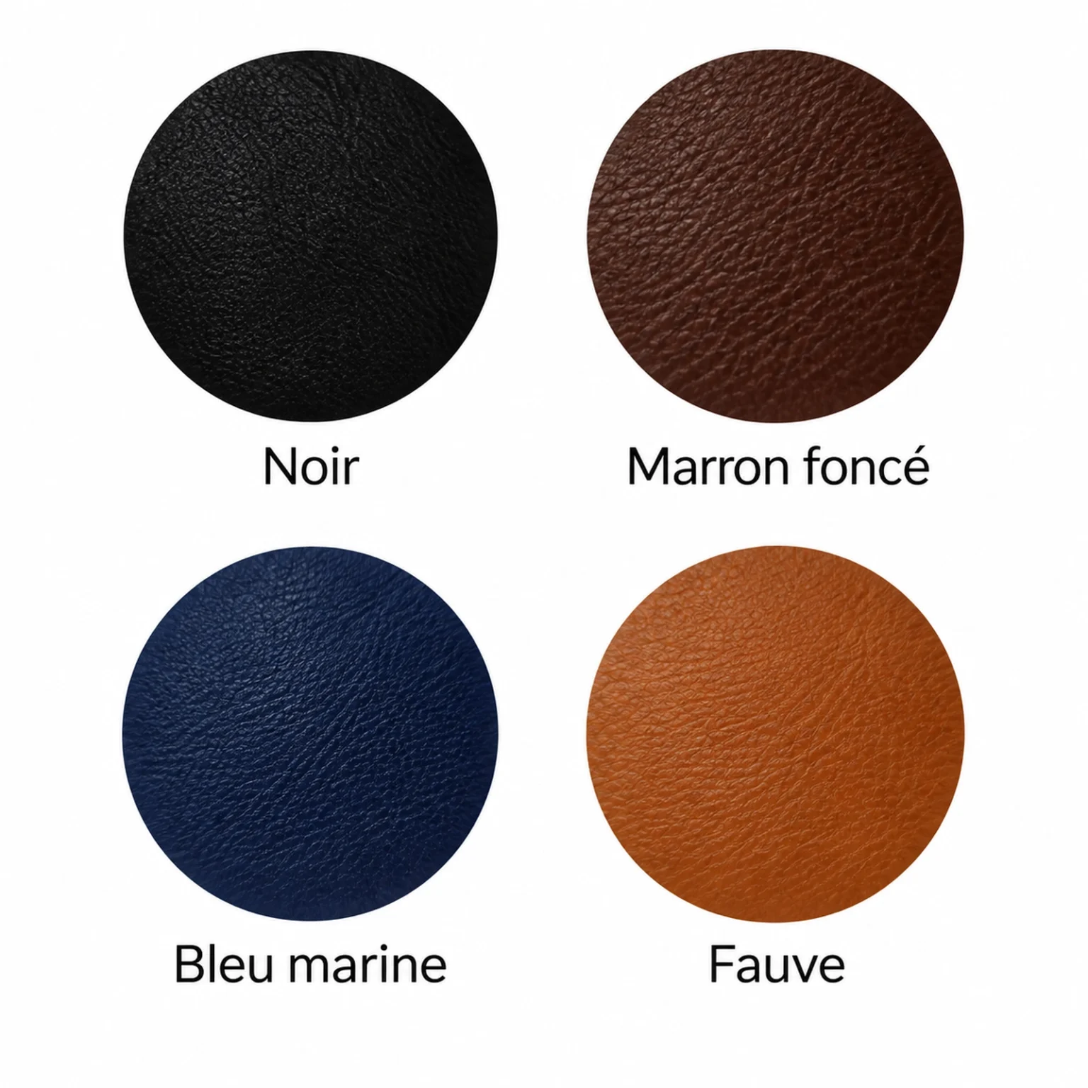 Palette de couleurs des portefeuilles carrés PmP : noir, marron foncé et marron.