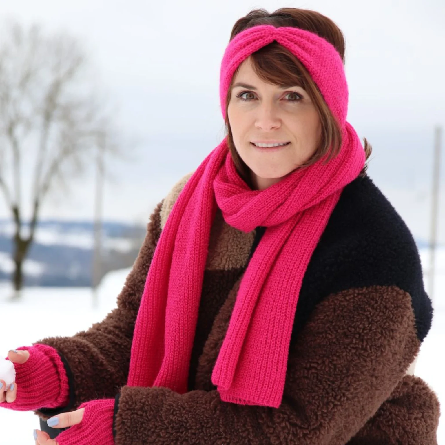 Écharpe en mohair fuchsia pour femme