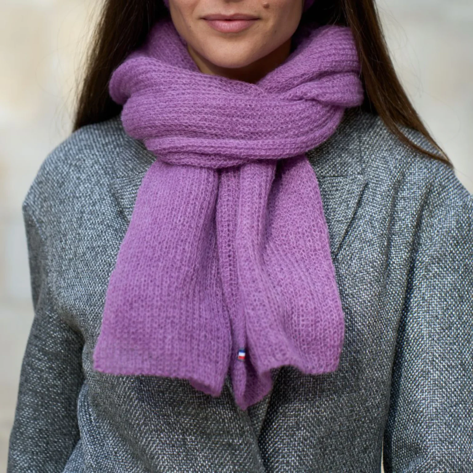 Écharpe en mohair mauve pour femme