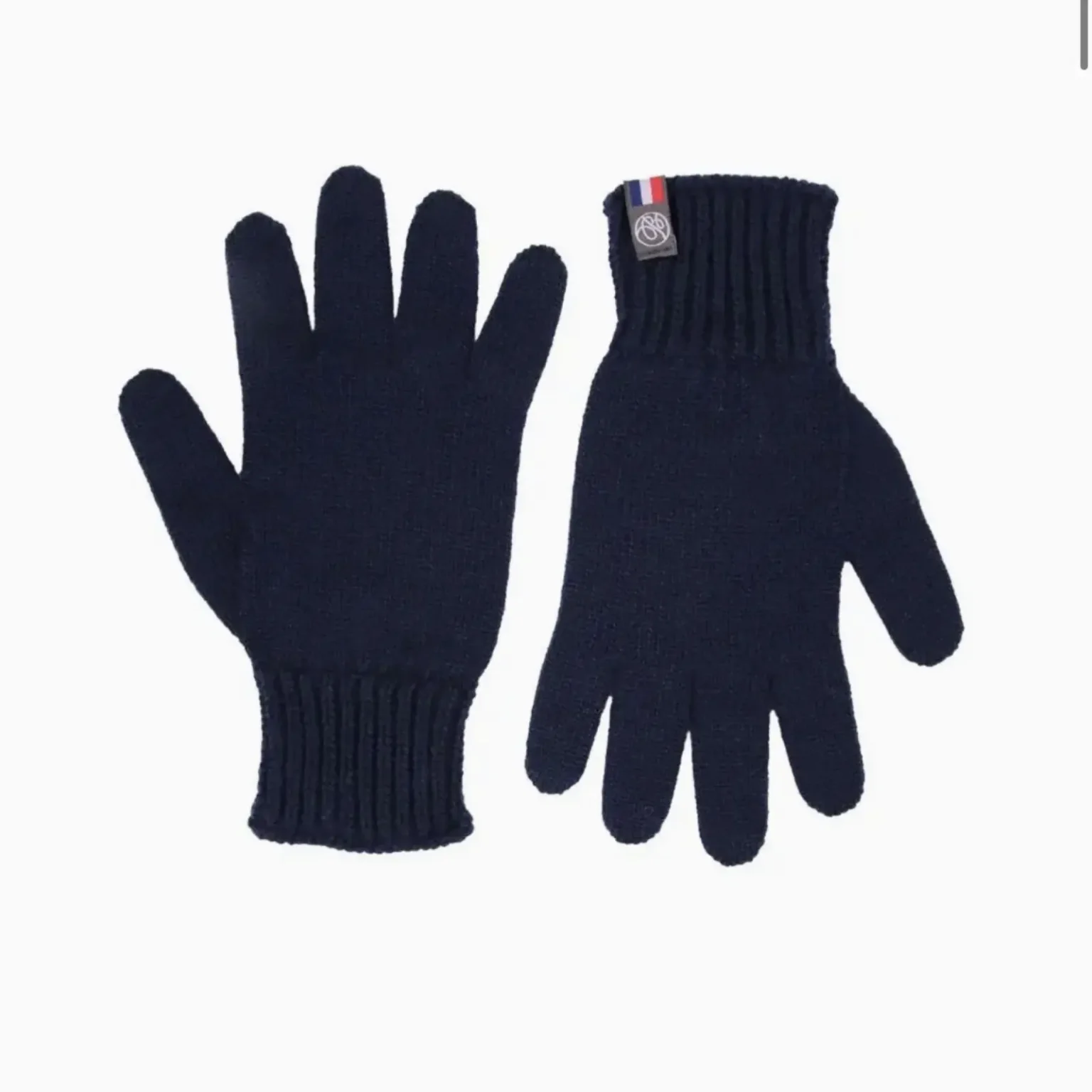 Paire de gants Daniel couleur bleu marine en maille présentée de face.