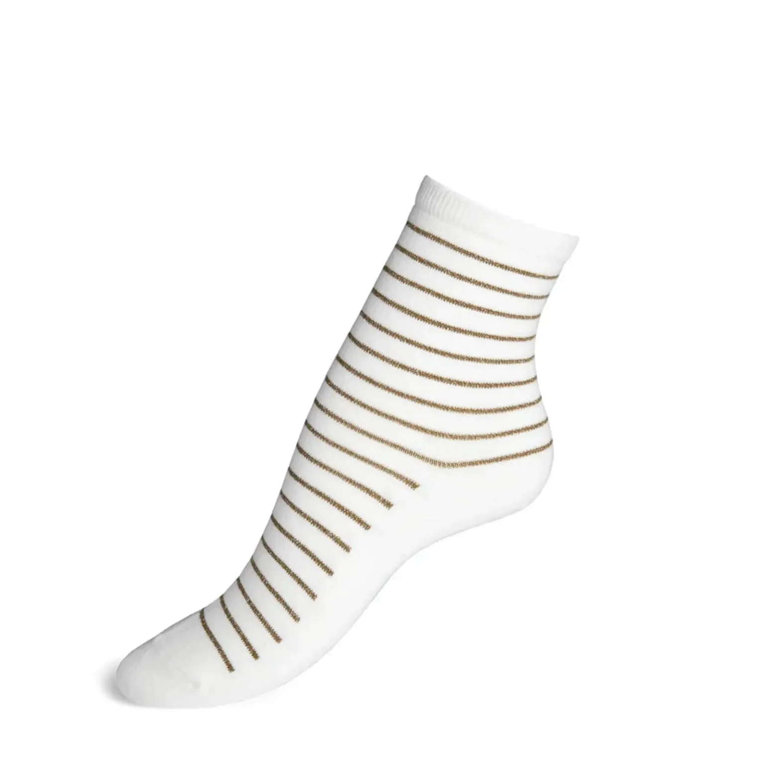 Chaussettes femme marinières en coton écru et vert