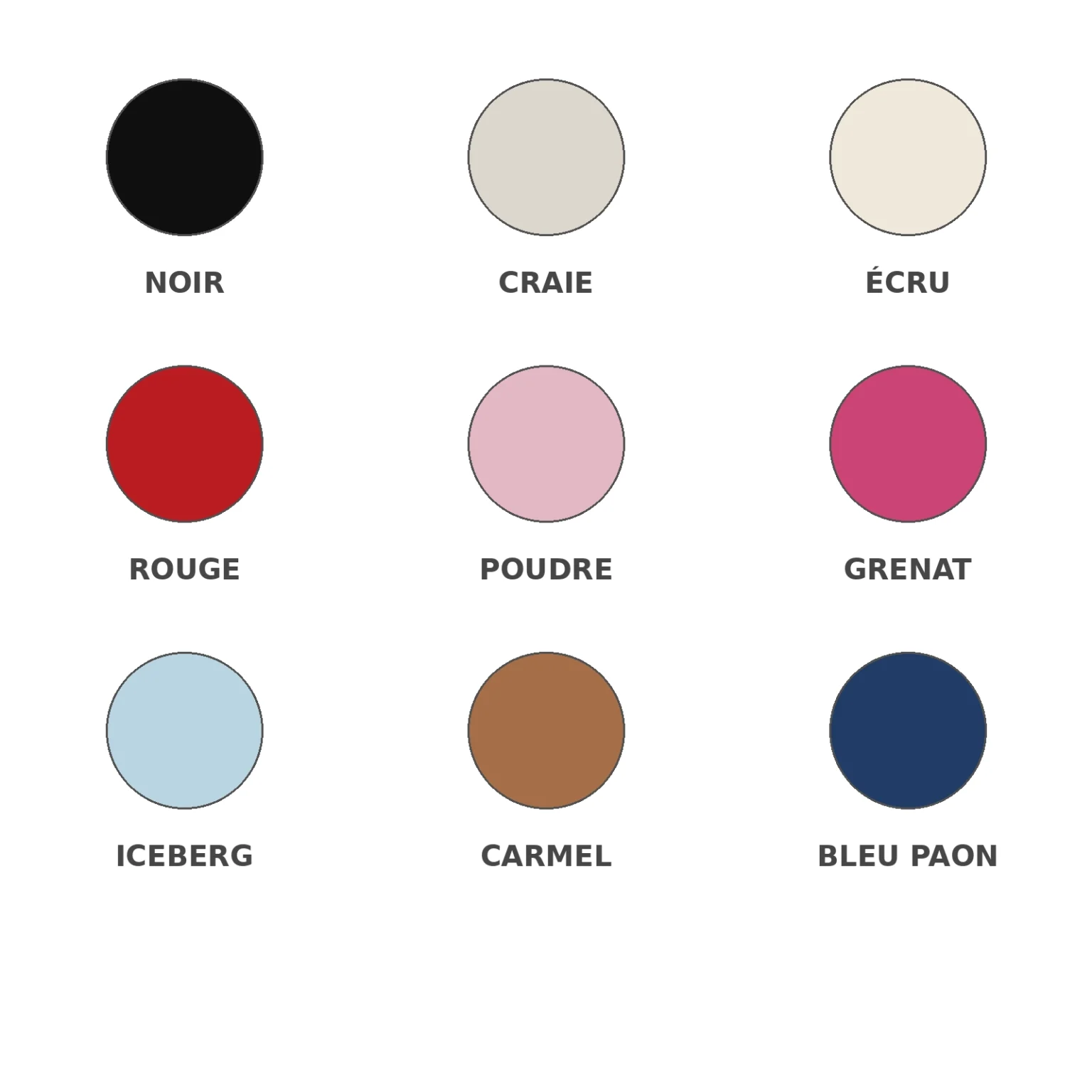 Palette officielle des couleurs Daniel pour les accessoires PmP.