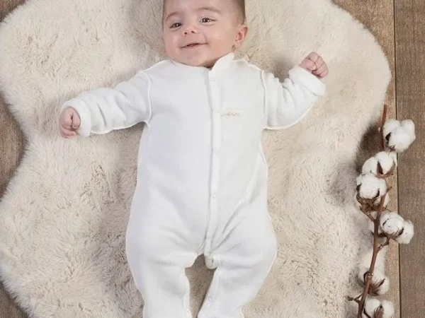 Pyjama bébé polaire coton bio écru Made in France