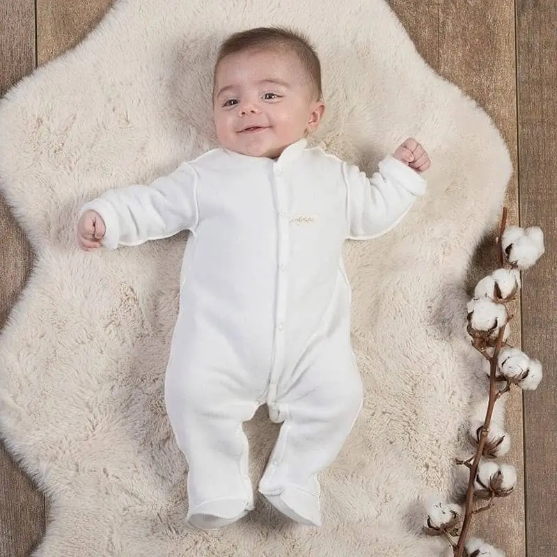 Pyjama bébé polaire coton bio écru Made in France