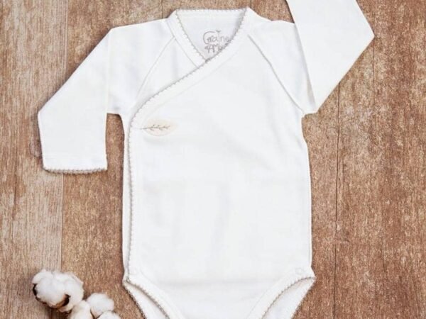 Body croisé blanc bébé coton bio Made in France