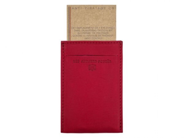 Porte-cartes cuir rouge