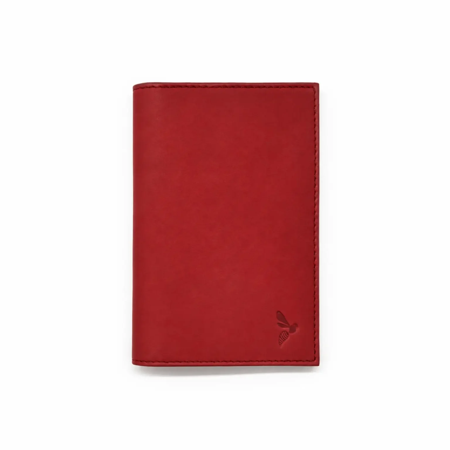 Porte-passeport rouge en cuir Made in France